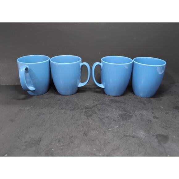 Corelle Stoneware Blue Coffee Mugs, Tea Cups, Set Of 4, Vintage Made in Thailand - Picture 4 of 9